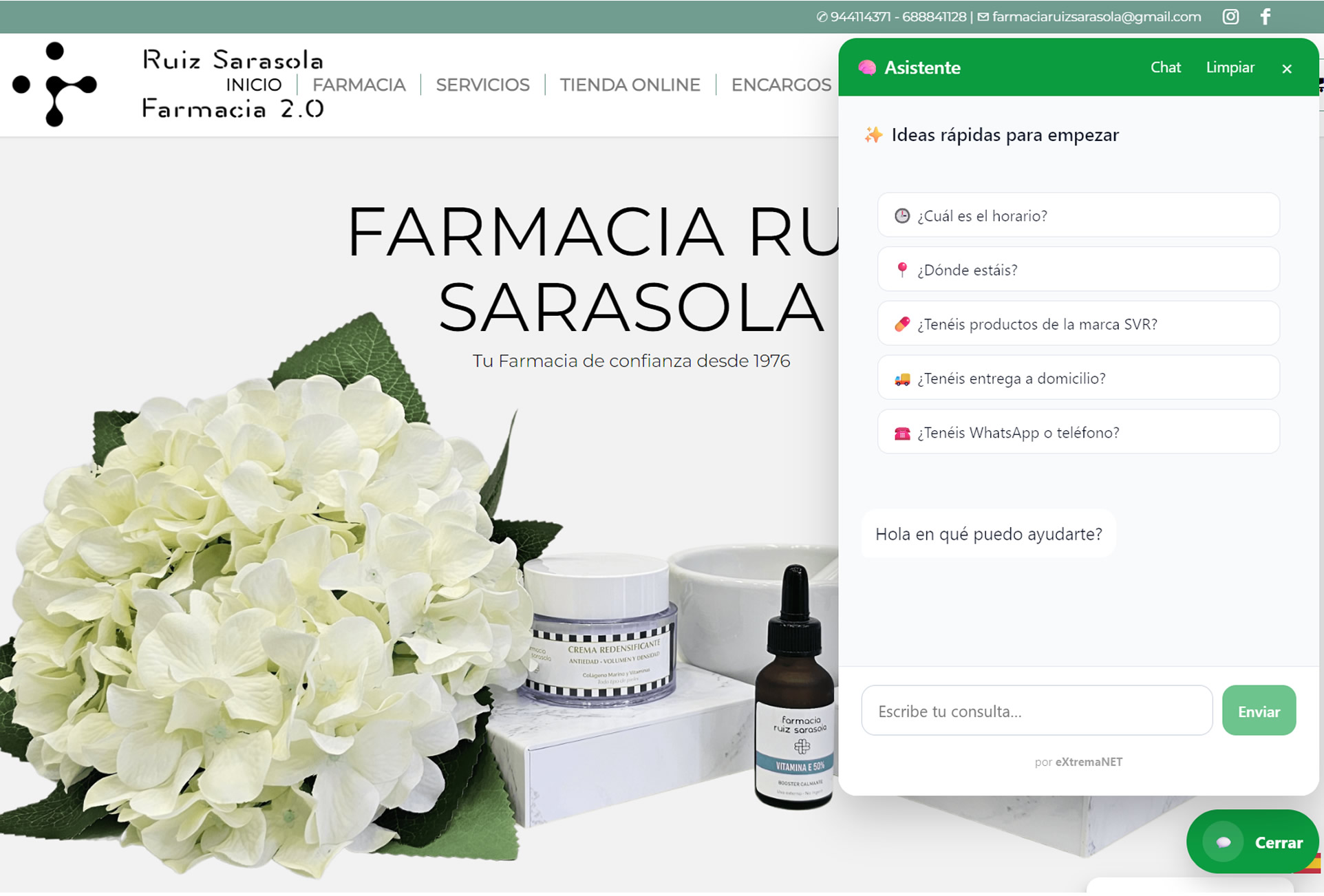 Farmacia Ruiz Sarasola con Whatafarma integrado