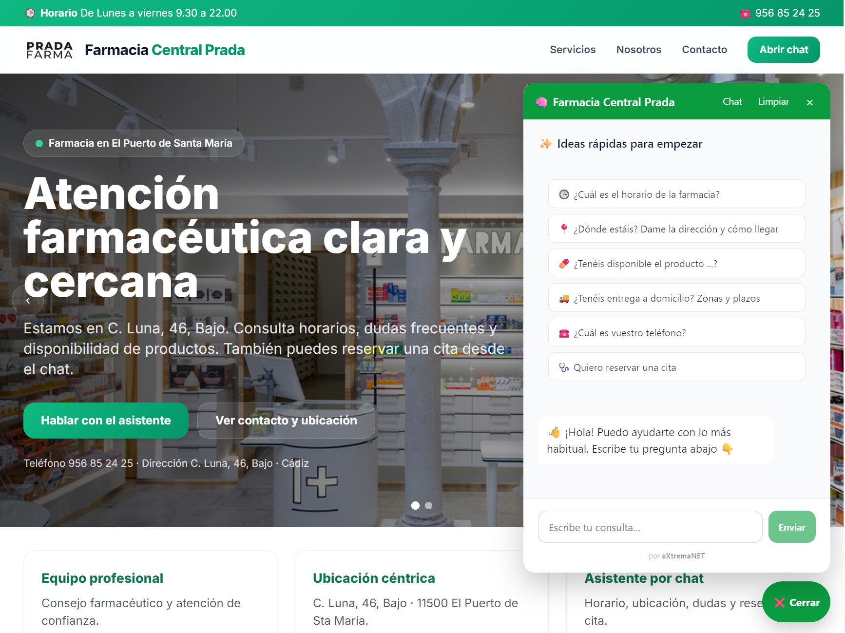 Página web corporativa incluida en Premium